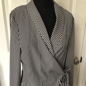 ADRIANNA PAPELL Striped Wrap Shirt